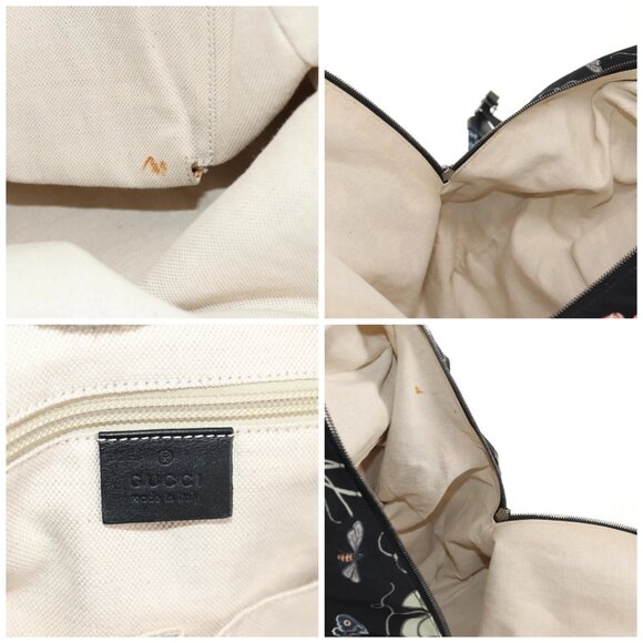 GUCCI flora Backpack Canvas Black Silver 353476